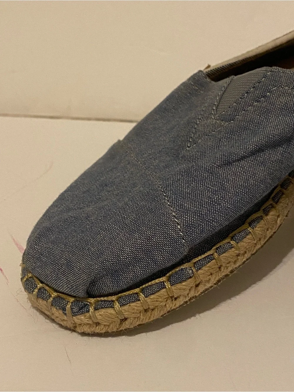 TOMS Blue and White Striped Canvas Slip-On Espadrilles